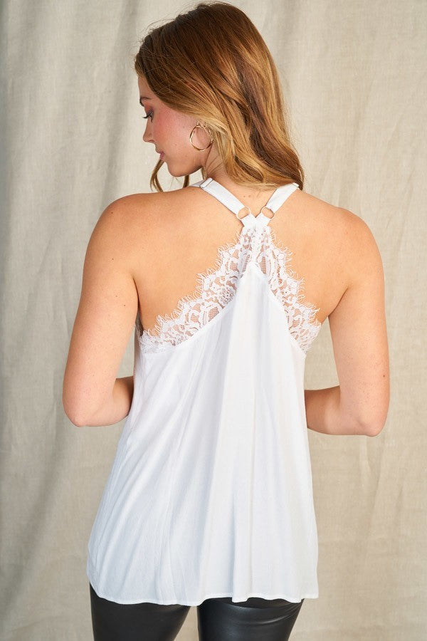 Lace Detail Tank Top - Corinne's Boutique