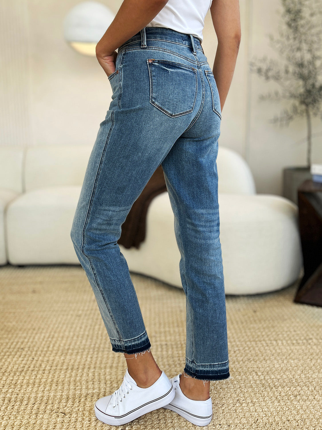 Judy Blue Full Size Mid Rise Rigid Magic Release Hem Jeans - Corinne's Boutique