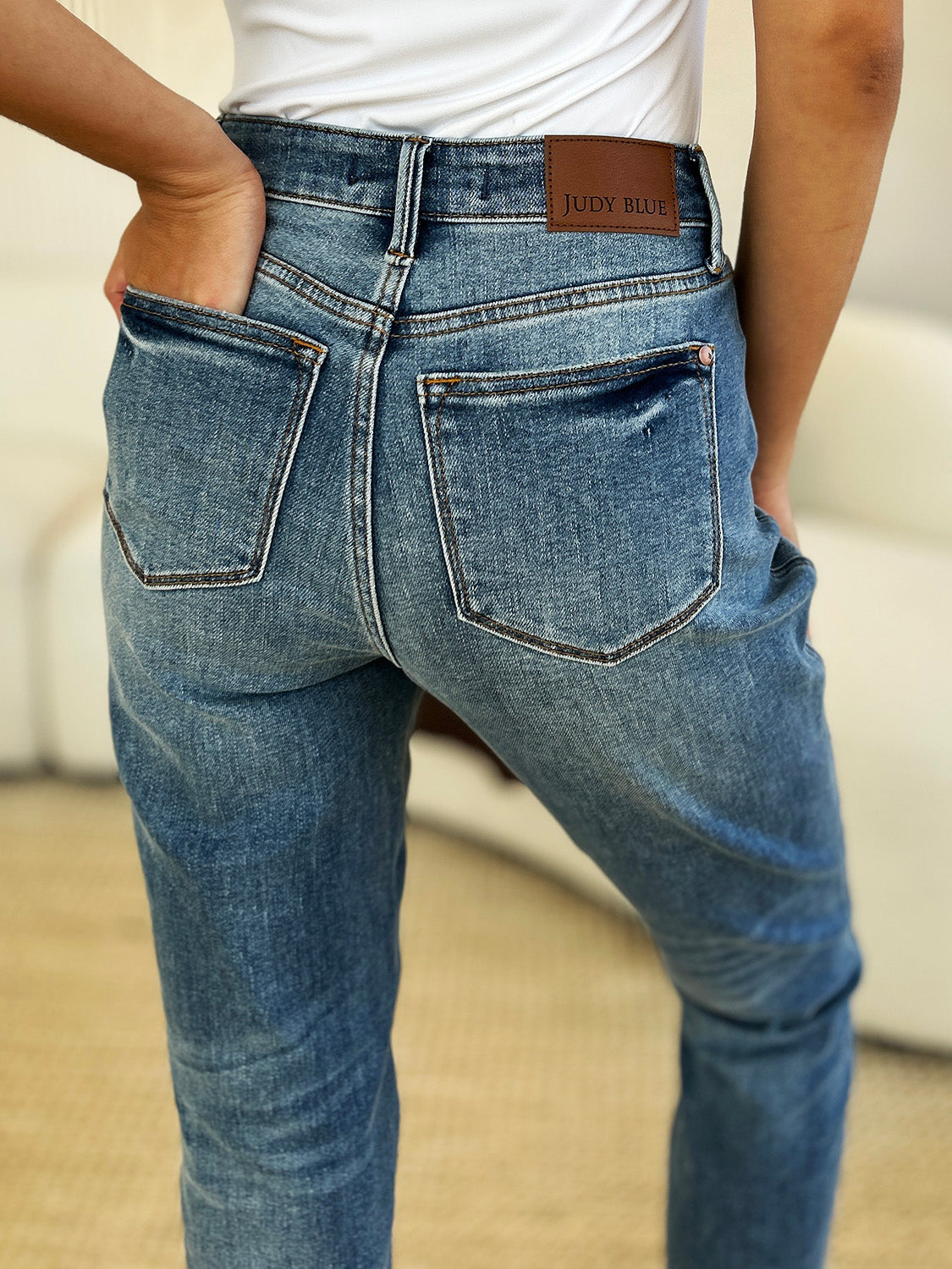 Judy Blue Full Size Mid Rise Rigid Magic Release Hem Jeans - Corinne's Boutique