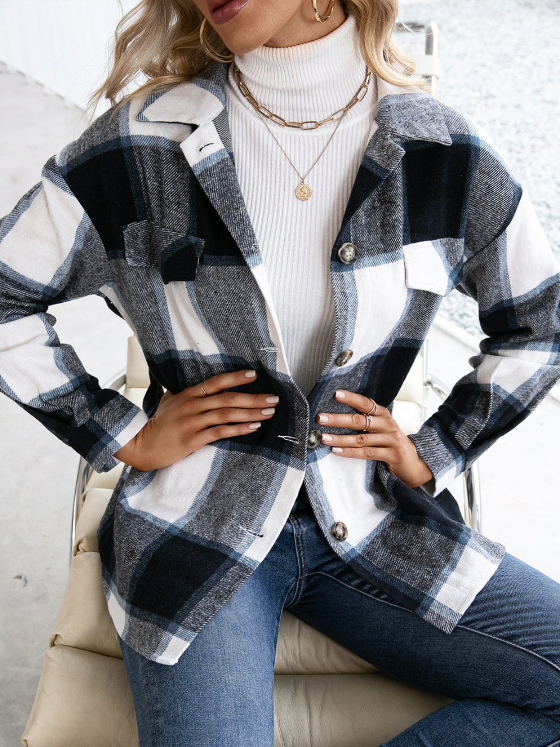 Plaid Button Up Long Sleeve Shacket - Corinne's Boutique