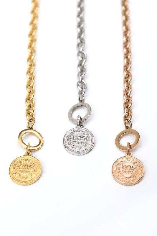 Coin Accent Chain Necklace - Corinne's Boutique