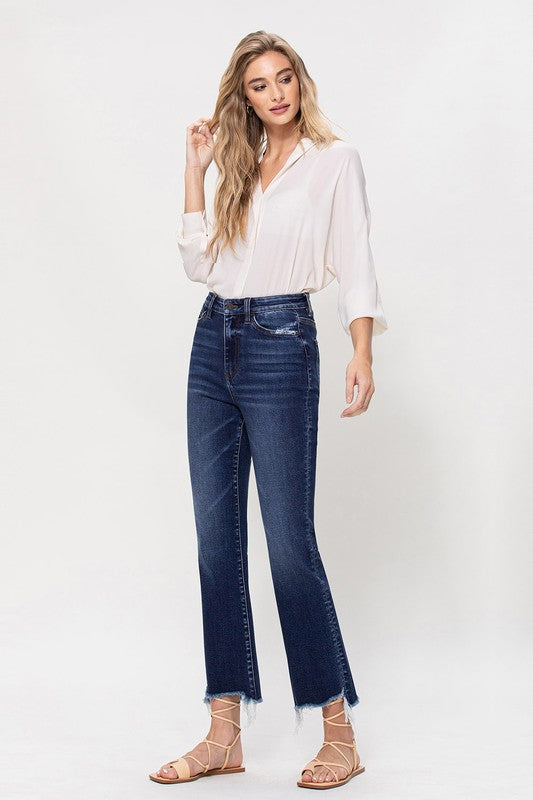 High Rise Distressed Hem Kick Flare Jeans VERVET by Flying Monkey Jeans