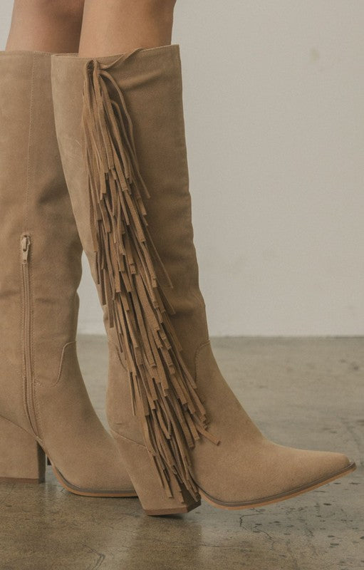 OASIS SOCIETY OUT WEST - Knee-High Fringe Boots - Corinne's Boutique