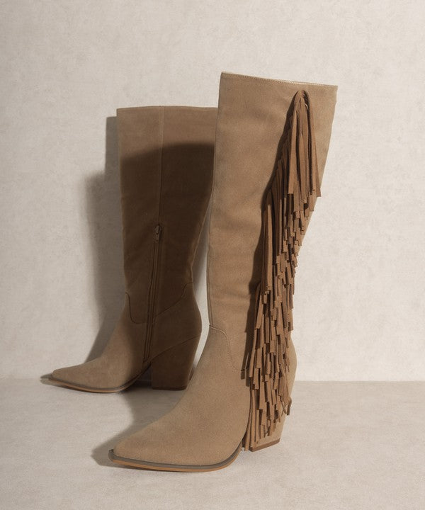 OASIS SOCIETY OUT WEST - Knee-High Fringe Boots - Corinne's Boutique