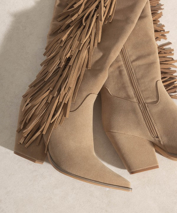 OASIS SOCIETY OUT WEST - Knee-High Fringe Boots - Corinne's Boutique