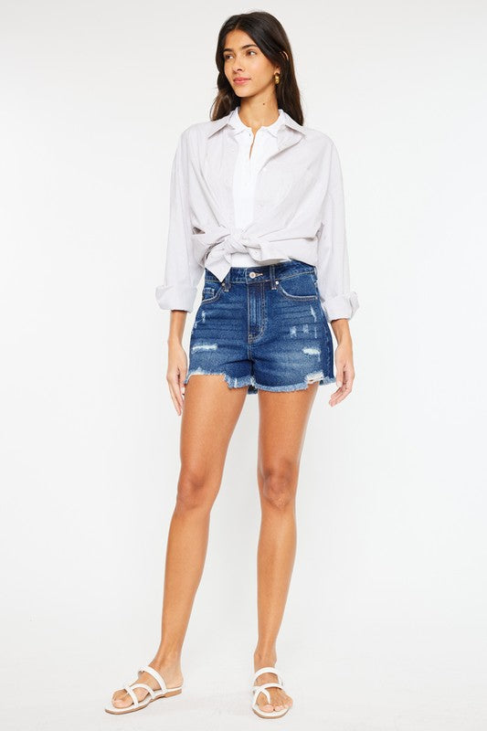 Kancan High Rise No Stitch Frayed Hem Shorts - Corinne's Boutique