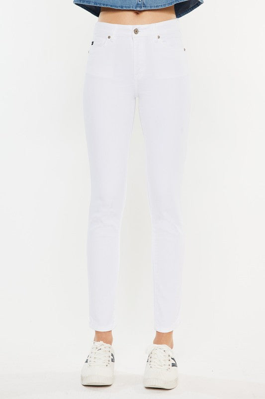 Kancan High Rise Ankle White Skinny Jeans - Corinne's Boutique