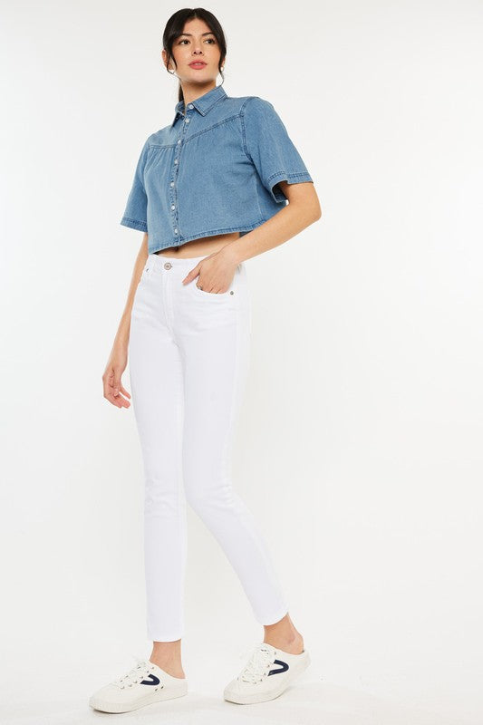 Kancan High Rise Ankle White Skinny Jeans - Corinne's Boutique