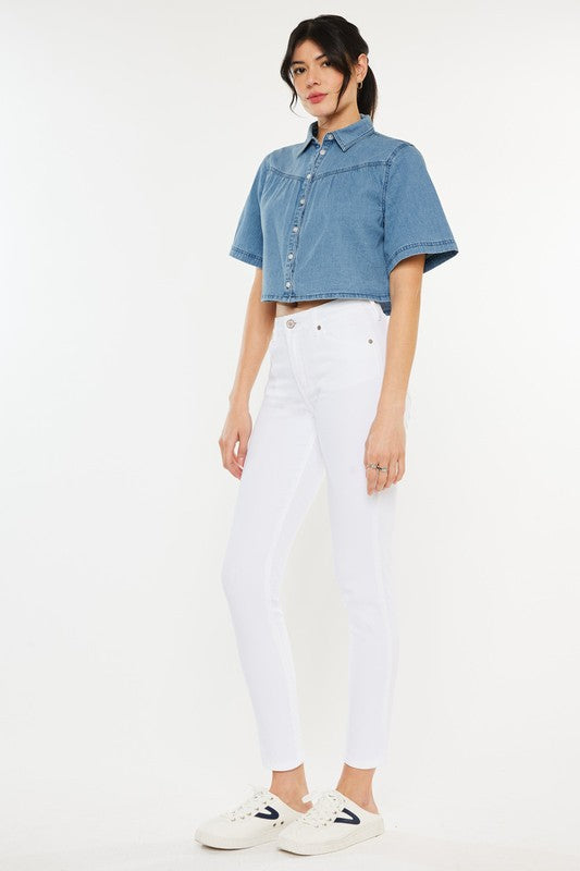 Kancan High Rise Ankle White Skinny Jeans - Corinne's Boutique