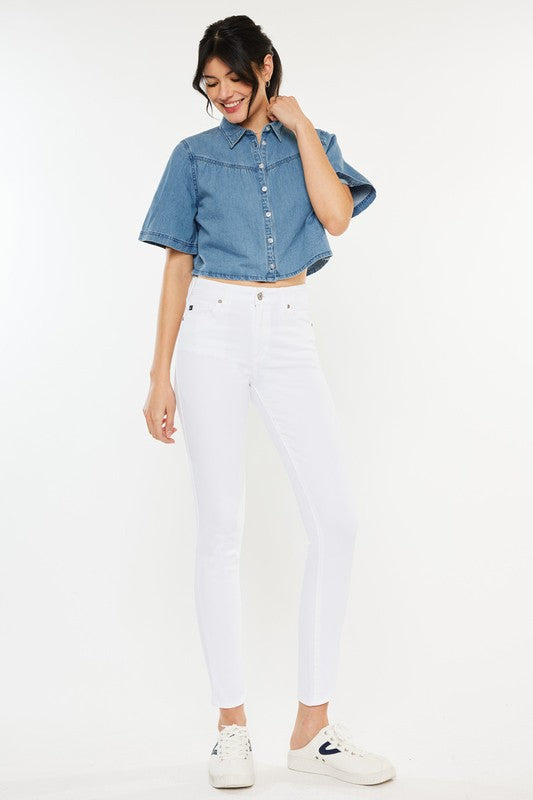 Kancan High Rise Ankle White Skinny Jeans - Corinne's Boutique