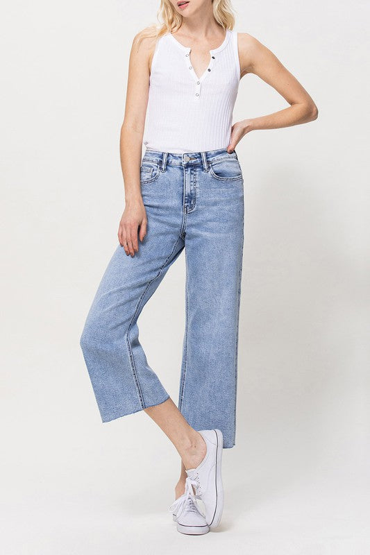 SUPER HIGH RISE CROP WIDE LEG BY FLYING MONKEY JEANS - Corinne's Boutique