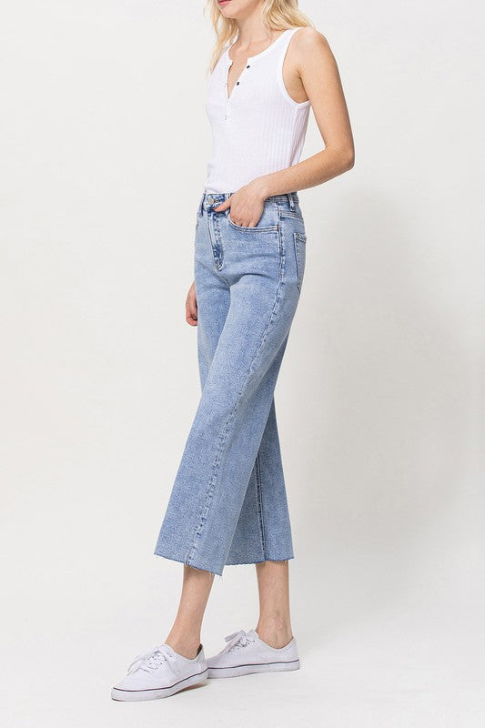 SUPER HIGH RISE CROP WIDE LEG BY FLYING MONKEY JEANS - Corinne's Boutique