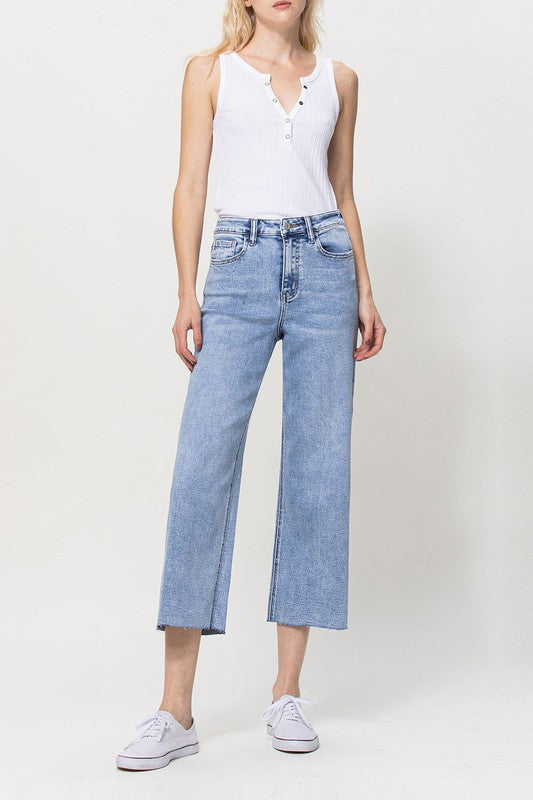 SUPER HIGH RISE CROP WIDE LEG BY FLYING MONKEY JEANS - Corinne's Boutique