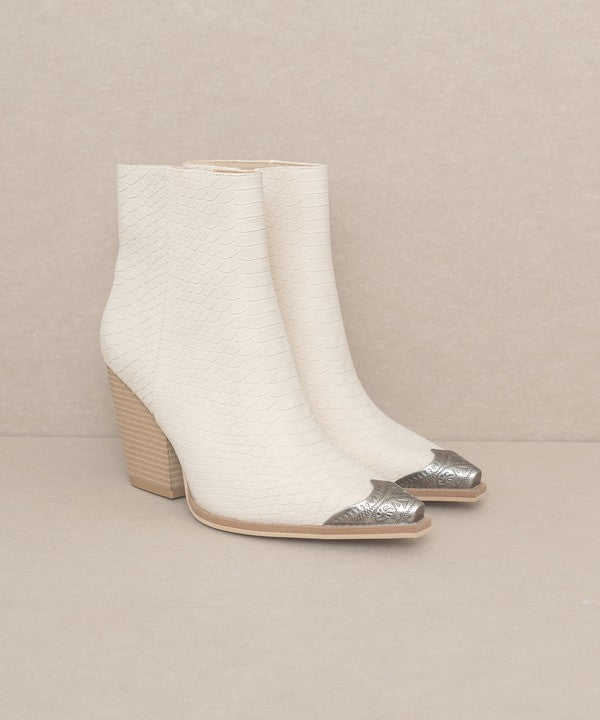 OASIS SOCIETY Zion - Bootie with Etched Metal Toe - Corinne's Boutique