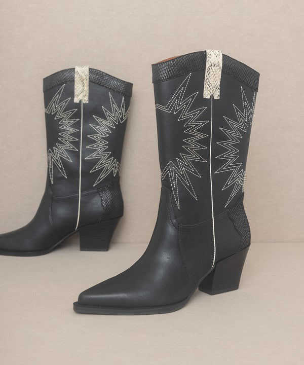 OASIS SOCIETY Halle - Paneled Cowboy Boots - Corinne's Boutique