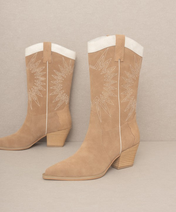 OASIS SOCIETY Halle - Paneled Cowboy Boots - Corinne's Boutique