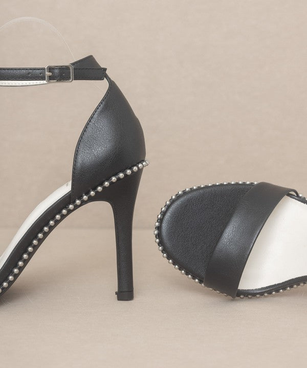 OASIS SOCIETY Dublin - Metal Stud Open Toe Heels - Corinne's Boutique