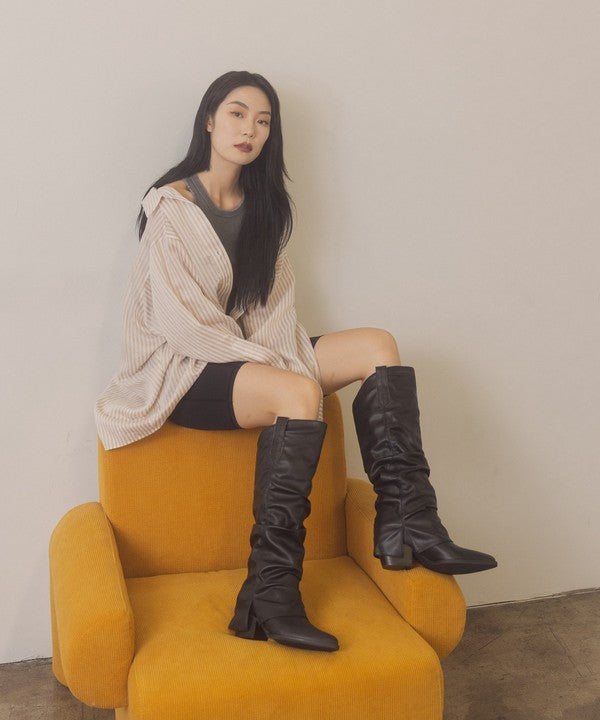 OASIS SOCIETY Thea - Fold Over Slit Jean Boots - Corinne's Boutique