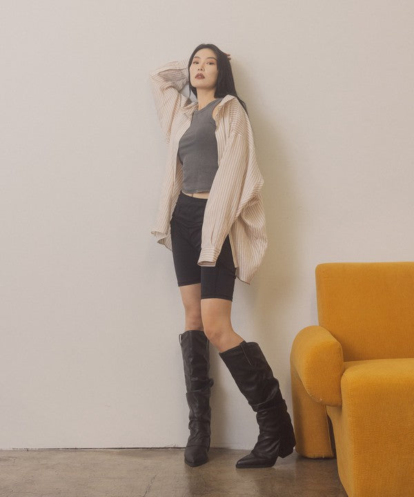 OASIS SOCIETY Thea - Fold Over Slit Jean Boots - Corinne's Boutique