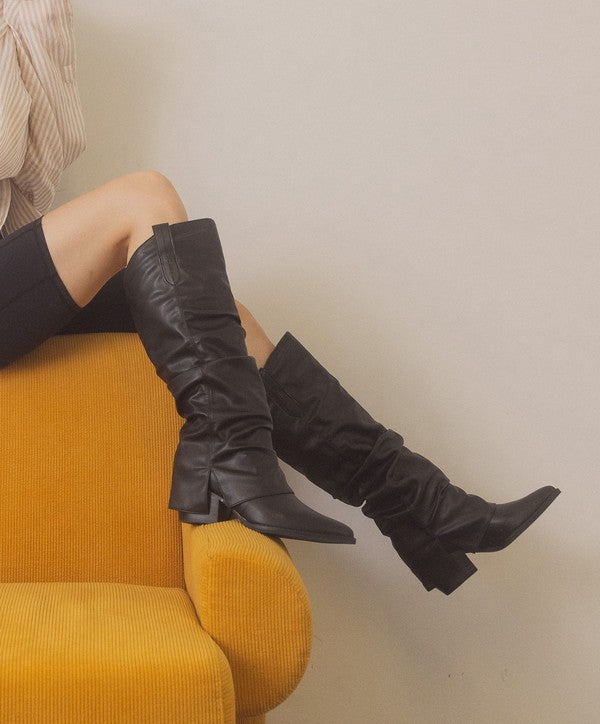 OASIS SOCIETY Thea - Fold Over Slit Jean Boots - Corinne's Boutique