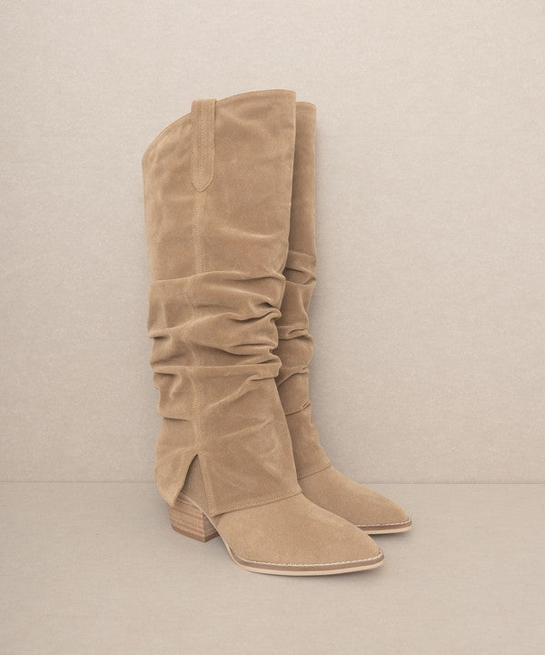 OASIS SOCIETY Thea - Fold Over Slit Jean Boots - Corinne's Boutique