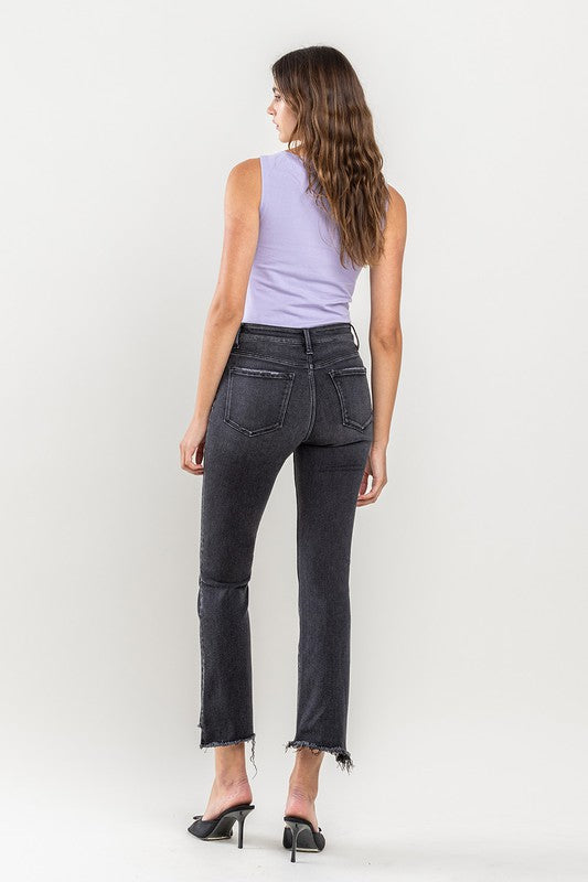 High Rise Raw Step Hem Crop Flare Jeans VERVET by Flying Monkey Jeans