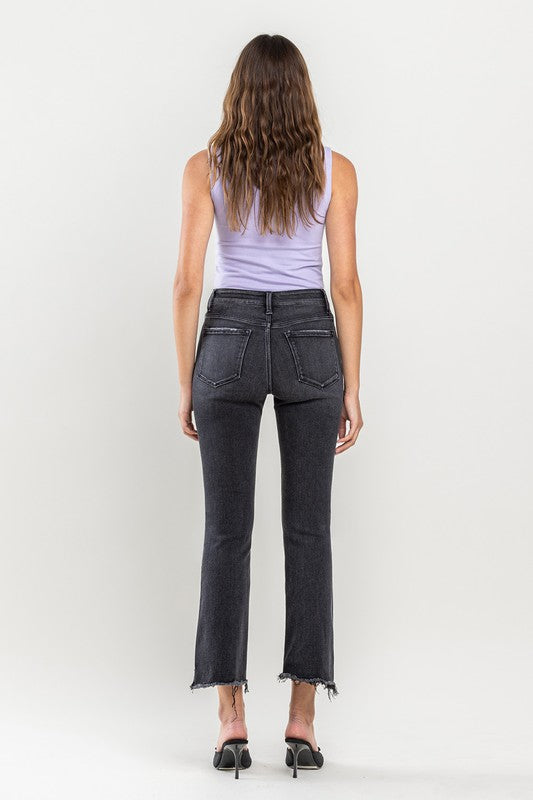 High Rise Raw Step Hem Crop Flare Jeans VERVET by Flying Monkey Jeans