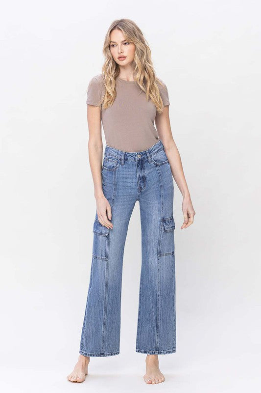 High Rise Cargo Jeans VERVET by Flying Monkey Jeans - Corinne's Boutique