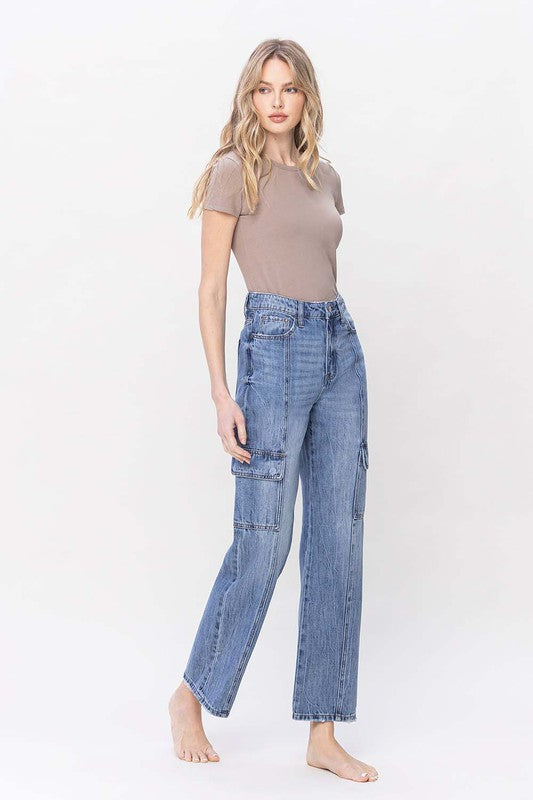 High Rise Cargo Jeans VERVET by Flying Monkey Jeans - Corinne's Boutique