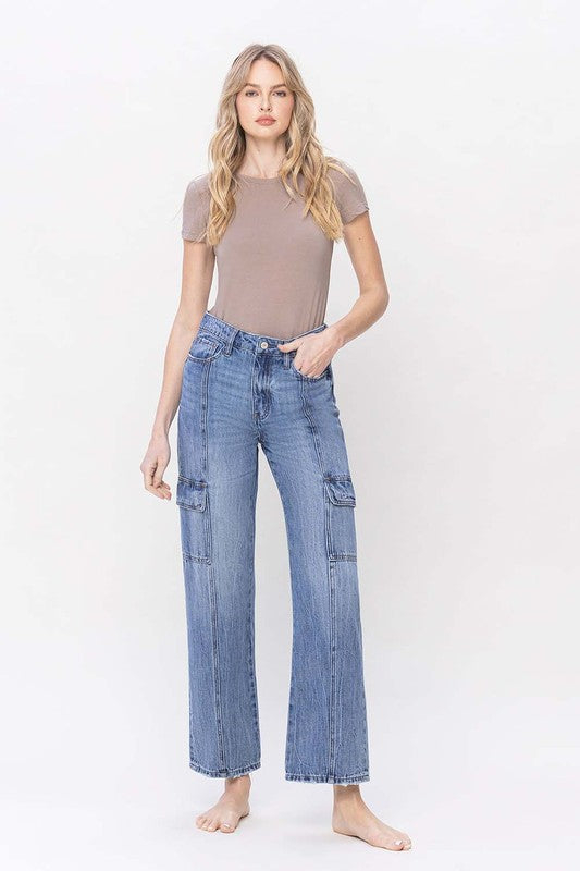 High Rise Cargo Jeans VERVET by Flying Monkey Jeans - Corinne's Boutique