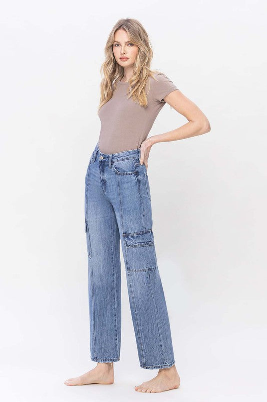 High Rise Cargo Jeans VERVET by Flying Monkey Jeans - Corinne's Boutique