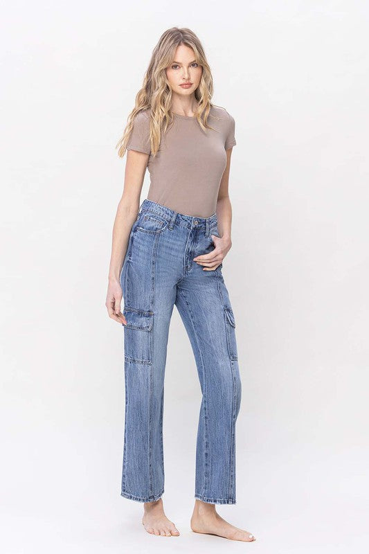 High Rise Cargo Jeans VERVET by Flying Monkey Jeans - Corinne's Boutique