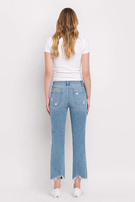 High Rise Distressed Cropped Straight Jeans by Flying Monkey Jeans - Corinne's Boutique