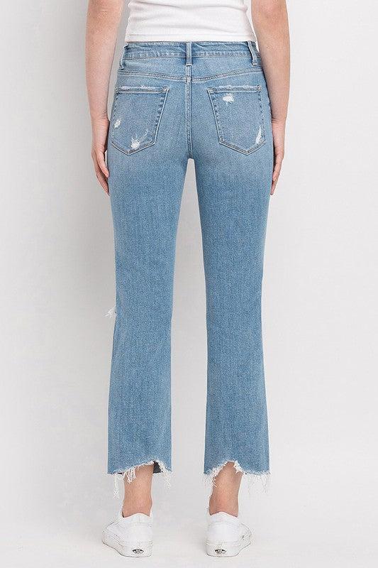 High Rise Distressed Cropped Straight Jeans by Flying Monkey Jeans - Corinne's Boutique