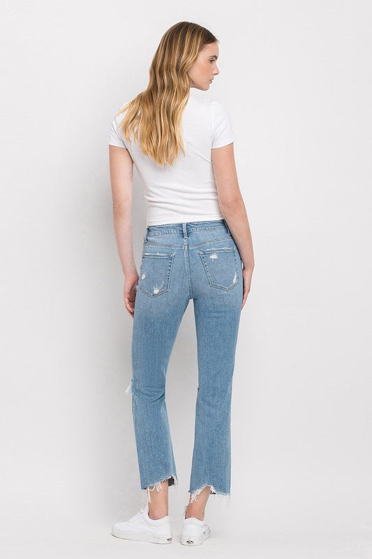 High Rise Distressed Cropped Straight Jeans by Flying Monkey Jeans - Corinne's Boutique