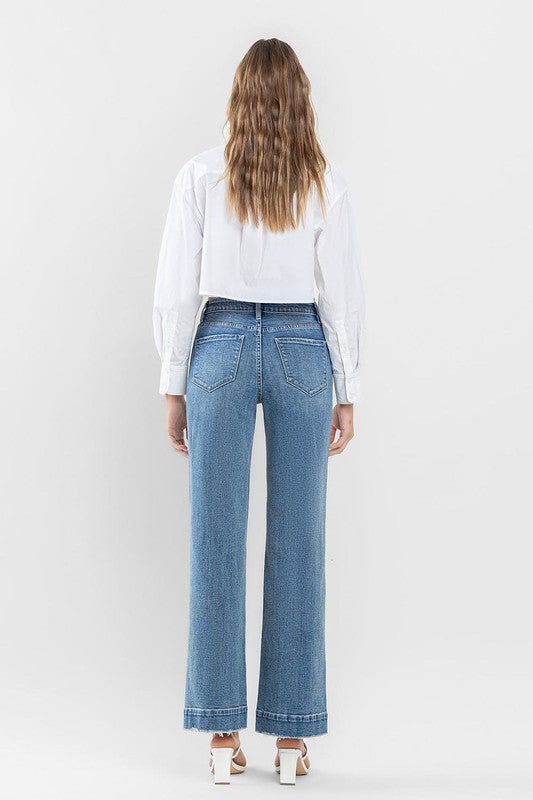 High Rise Wide Leg Jeans with Trouser Hem Detail by Flying Monkey Jeans - Corinne's Boutique