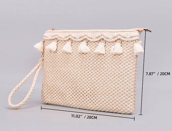 Naya Crochet Tassel Clutch - Corinne's Boutique