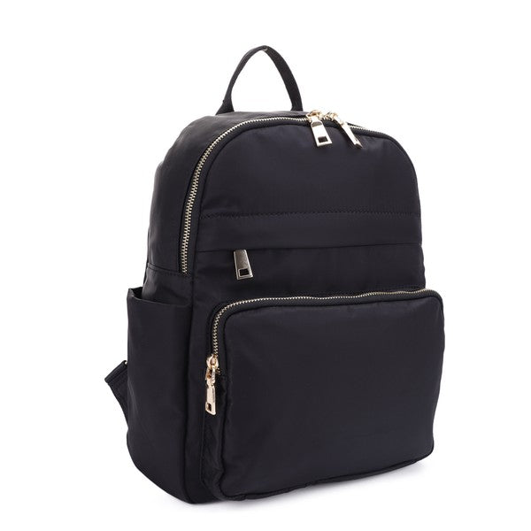 Black Lux Backpack with Gold Zipper Bag