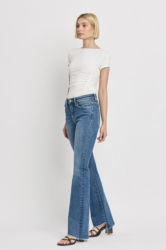 High Rise Slant Hem Flare Jeans VERVET by FLYING MONKEY JEANS