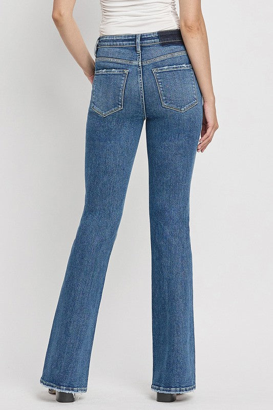 High Rise Slant Hem Flare Jeans VERVET by FLYING MONKEY JEANS