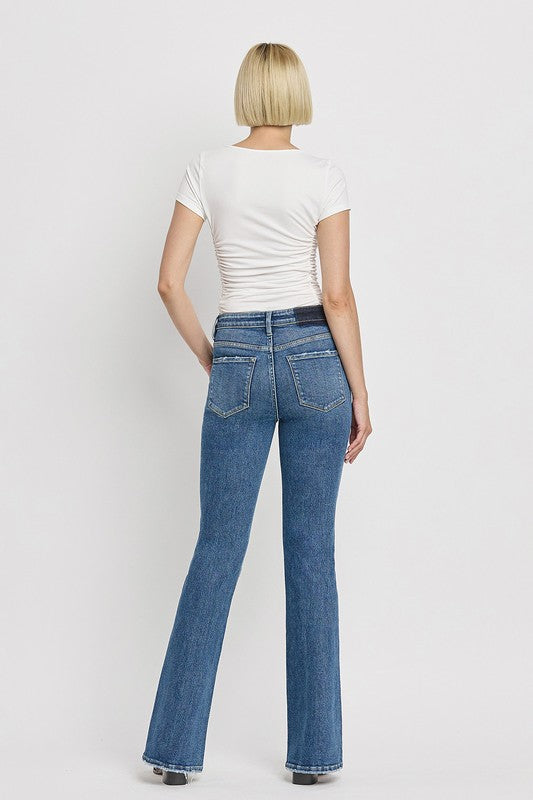 High Rise Slant Hem Flare Jeans VERVET by FLYING MONKEY JEANS