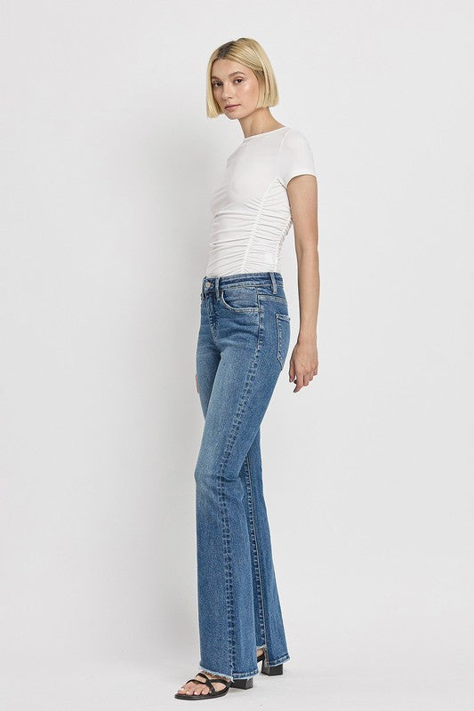 High Rise Slant Hem Flare Jeans VERVET by FLYING MONKEY JEANS