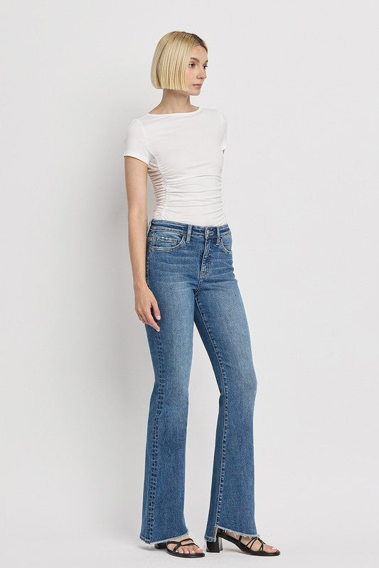 High Rise Slant Hem Flare Jeans VERVET by FLYING MONKEY JEANS