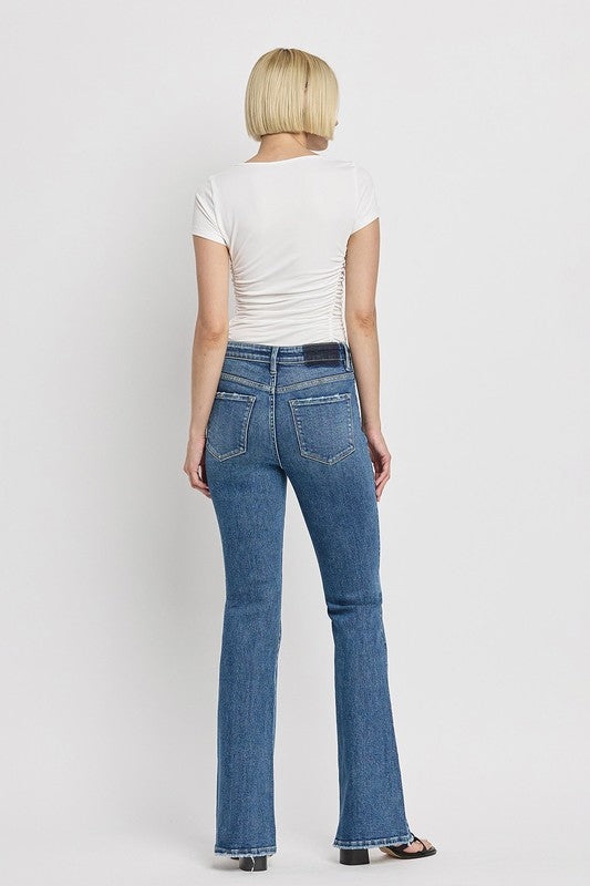 High Rise Slant Hem Flare Jeans VERVET by FLYING MONKEY JEANS