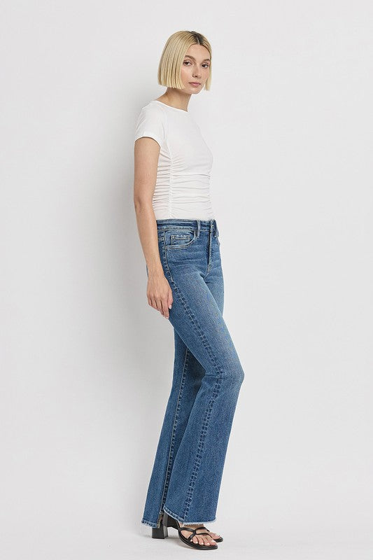 High Rise Slant Hem Flare Jeans VERVET by FLYING MONKEY JEANS