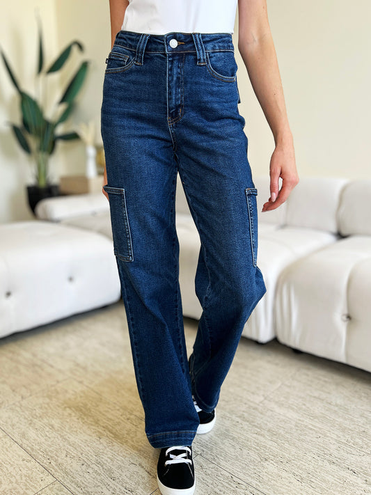 Judy Blue Full Size High Waist Straight Cargo Jeans - Corinne's Boutique