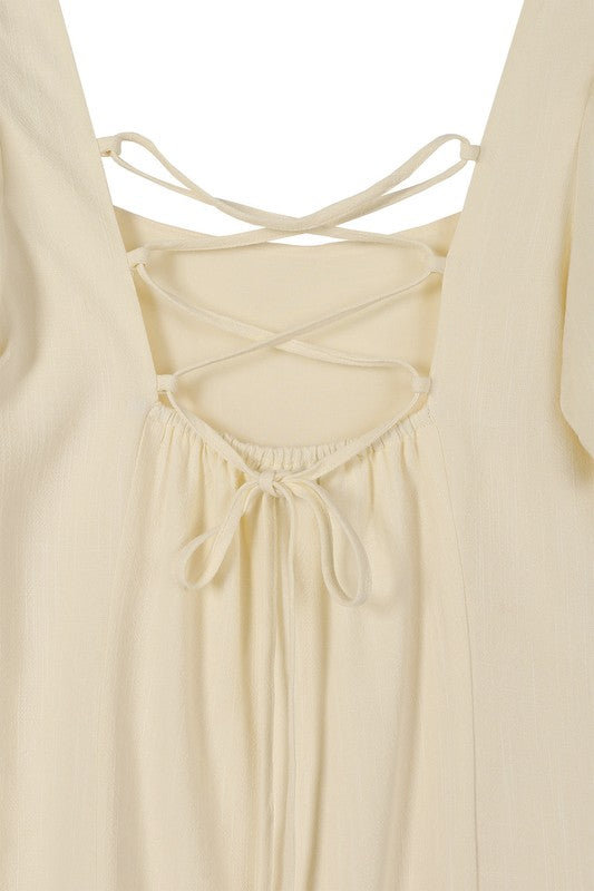 Light Yellow Back Strap Dress - Corinne's Boutique