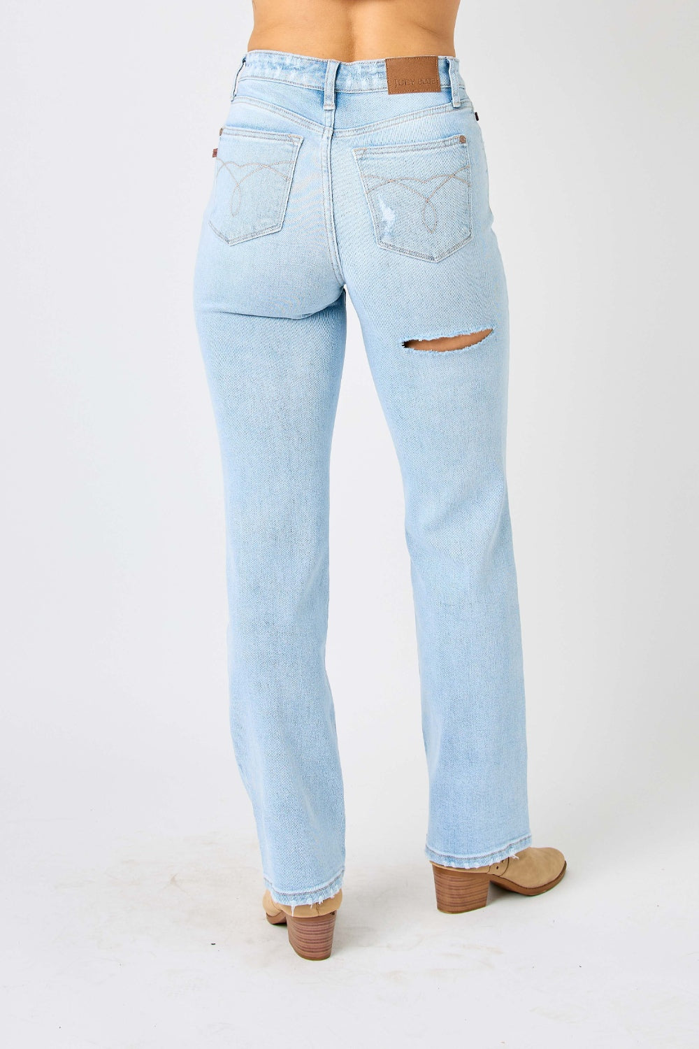 Judy Blue Full Size High Waist Distressed Straight Jeans - Corinne's Boutique