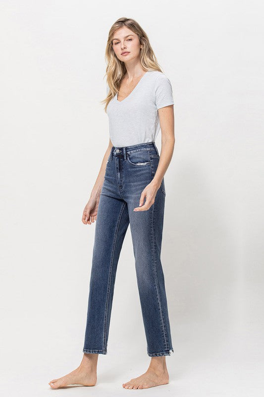 DISTRESSED HIGH RISE STRETCH ANKLE STRAIGHT VERVET BY FLYING MONKEY JEANS - Corinne's Boutique