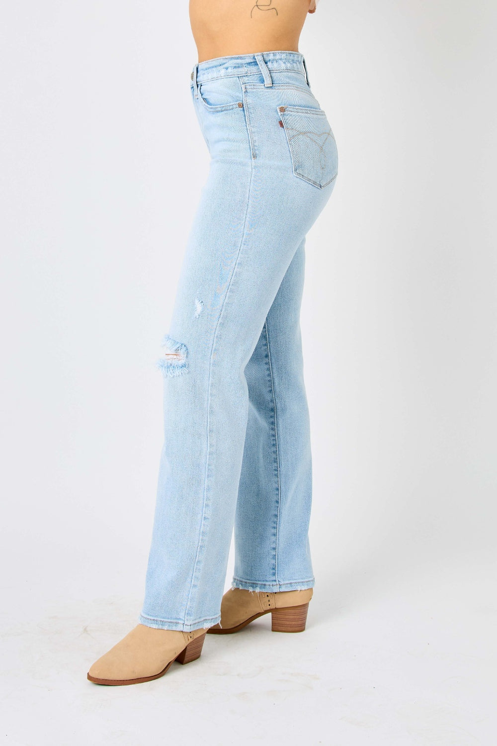 Judy Blue Full Size High Waist Distressed Straight Jeans - Corinne's Boutique